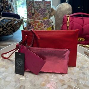 Beautiful Leather Vince Camuto Aliya Pouch Set Multicolor!